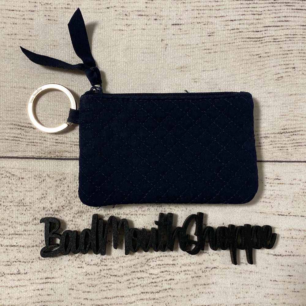 Vera Bradley Quilted Navy Blue Keychain Wallet ID Holder